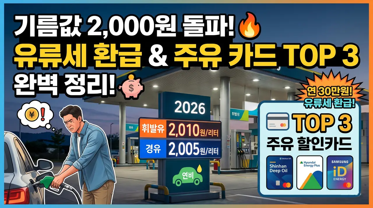 기름값 2,000원 돌파! 유류세 환급 방법 및 주유 할인카드 TOP 3 완벽 정리